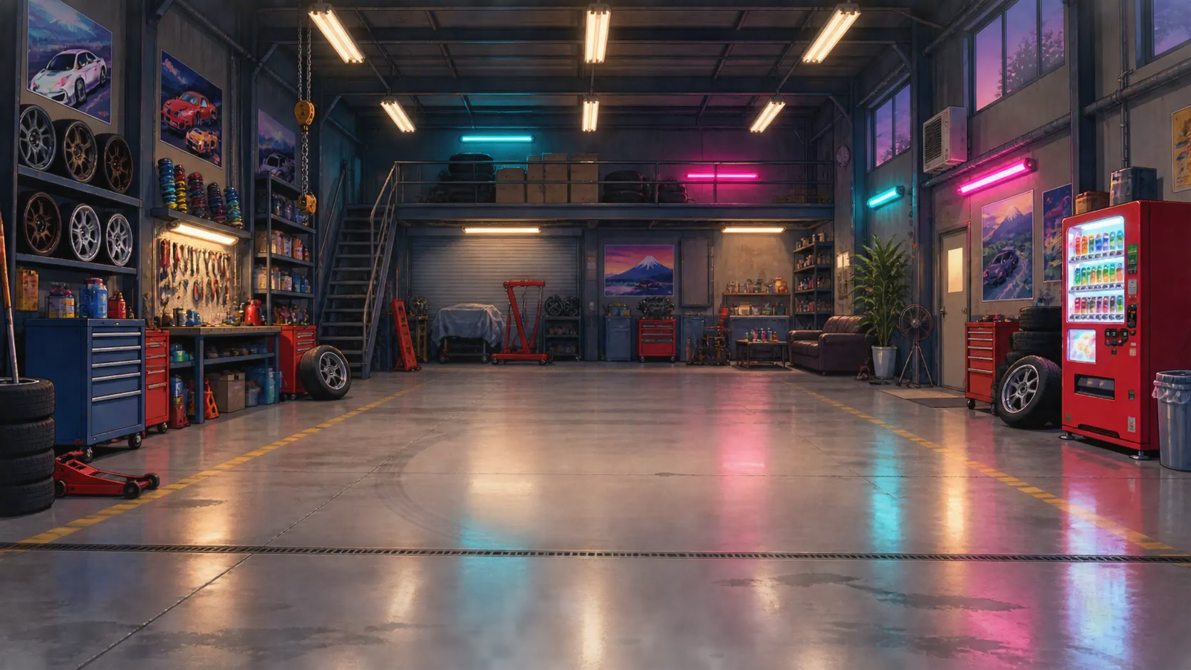 Anime Japanese car workshop